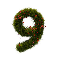 3D alphabetic grass and flower, Christmas wreath number 9