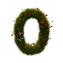 3D alphabetic grass and flower, Christmas wreath number 0