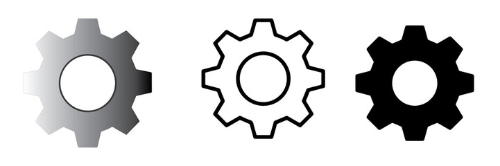 Set Of Gear Sign, Or Setting Symbol isolated, PNG 