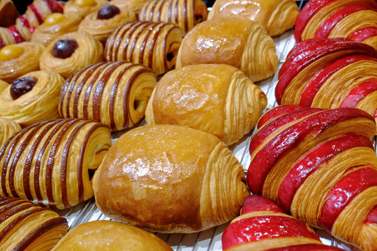 Paris, France, Europe. Fresh baked bread pastries.