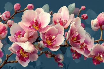Beautiful blooming orchid flowers in vibrant detail and elegant composition