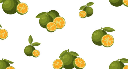 Fresh Calamondin Fruit Illustration: A Vibrant Pattern for Backgrounds and Design Projects