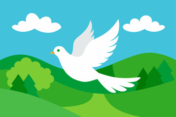 Dove flying over landscape