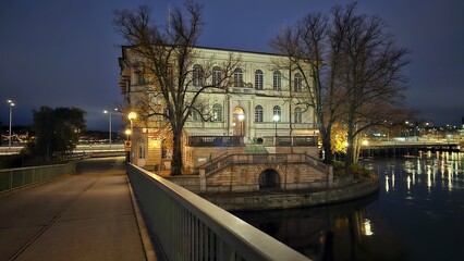 Streets and houses in the center of the old town in Stockholm, Sweden.
