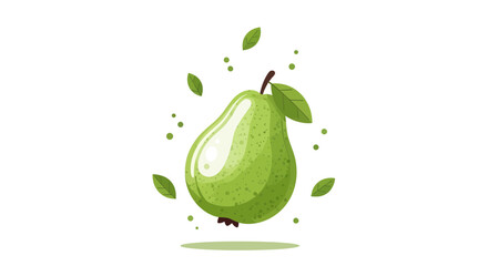 Fresh Green Pear Isolated on a White Background with Charming Organic Illustration