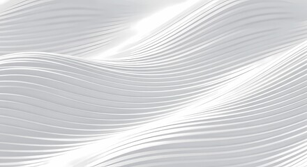 Abstract white background with glossy flowing wavy lines creating a dynamic surface texture illustration