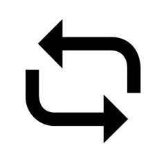 Minimalist Repeat and Refresh Icon Black Solid Symbol for Cycle, Loop, Restart, Exchange, Reload, and Synchronization Process