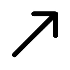 Upward Diagonal Arrow Icon Black Line Symbol for Business Growth, Success, Progress, Increase, Future Direction, and Improvement