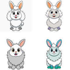  A Happy Cute Cartoon Angora Rabbit