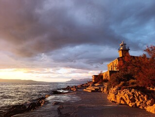 lighthouse at sunset