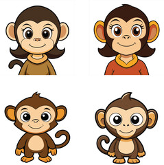  A Happy Cute Cartoon Capuchin Monkey