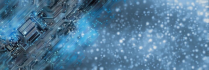 Data science and AI concept design with computer circuitry and data