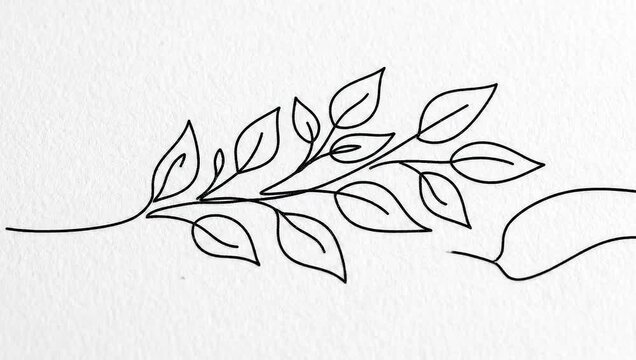 Elegant minimalist line art leaves gently sway with abstract flourish