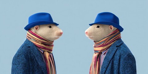 dynamic angle of mole-rat wearing modern fashion 