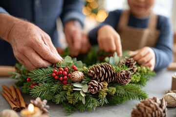 Crafting a festive Christmas wreath