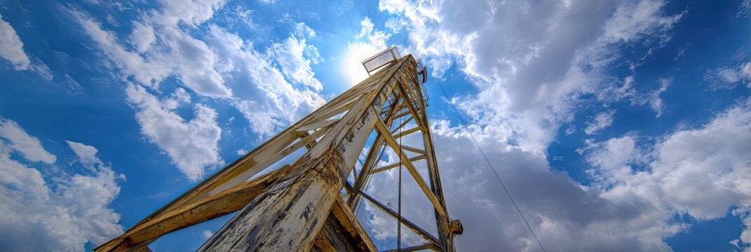 dynamic angle photo of oil drilling in oil field - fossil fuels and gas industry concept