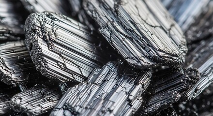 Sparkling Pile of Antimony Crystals Close-Up
