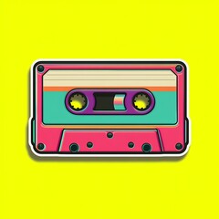 Naklejka premium psychedelic neon cassette tape colorful 90s vintage aesthetic