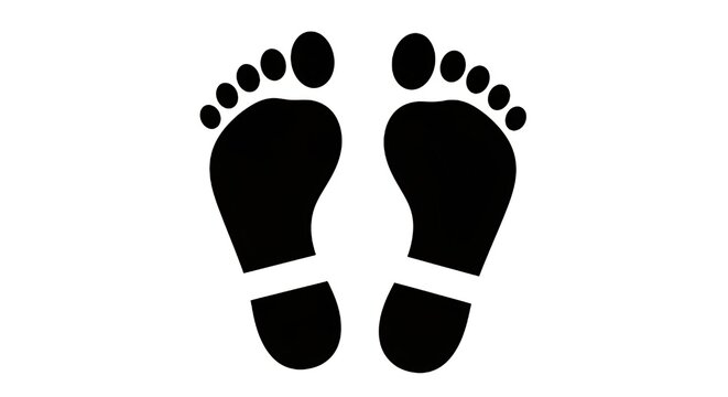 Black footprint icons symbolize journey, progress, or exploration across a clean white background