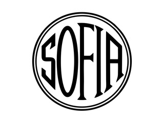 Sofia name circular monogram logo. Art-deco inspired, minimalist, vintage. Branding, badges, labels, signage, stickers, posters. 