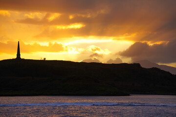 View over Kerrera island from Oban during sunset