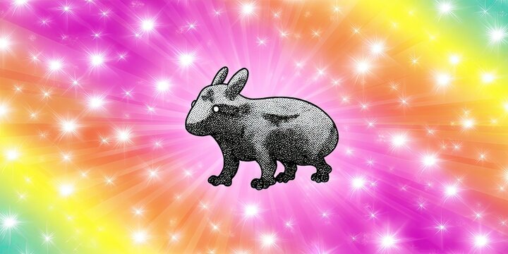 Colorful rainbow spectrum art of chupacabra