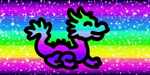 Fototapeta premium Colorful rainbow spectrum art of dragon