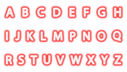 PNG, Alphabet letters glowing with a red outline against a for educational use,