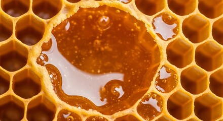 Honeycomb Frame Filled with Golden, Delicious Honey Ready to be Harvested