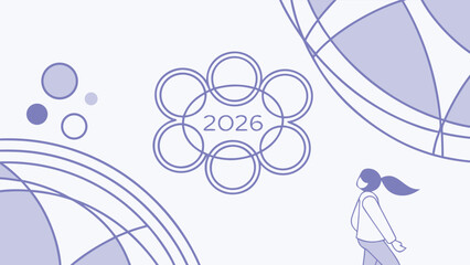 Minimal Abstract Circular 2026 Design with Clean Line Art and Modern Style