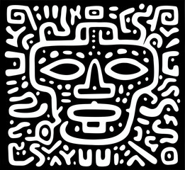 aztec mask graffiti doodle 