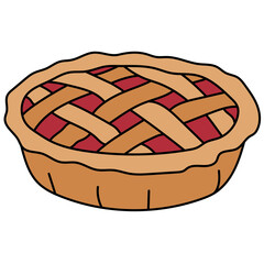 simple cute berry pie illustration, autumn dessert