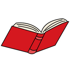 red Open Book Illustration Simple Minimalist Reading Symbol