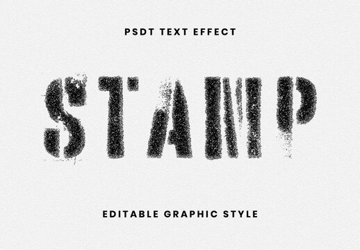 Black Print Stamp Text Effect Grunge Fragmented Font