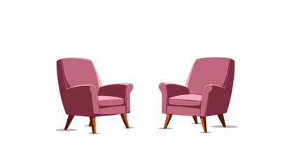 Obraz premium Vibrant Red Armchairs with Elegant Wooden Legs and Cushion Details Perfect for Cozy Living Room Decor