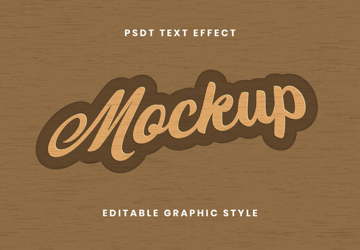 Beige And Brown Engraved Wood Text Effect Script Carved Font