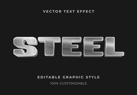 Silver And White 3D Steel Sign Text Effect Bold Metallic Font
