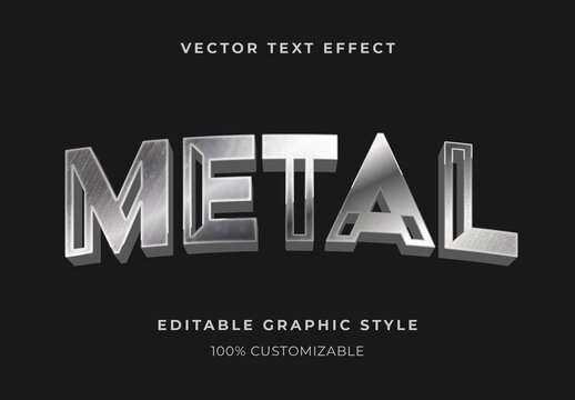 Silver 3D Steel Sign Text Effect Metal Chrome Font