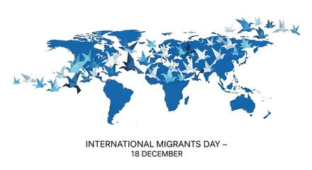 International migrants day observed on december 18th, isolated on white background