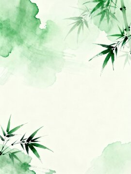 Green Bamboo Ink Wash Background