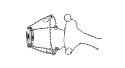 Detailed image of a wire cage bottle top isolated on black background