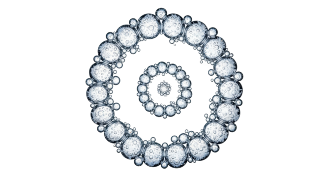 Intricate circular bubble pattern on black background
