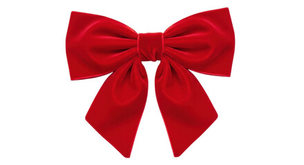 Elegant red ribbon bow with rich texture on black background
