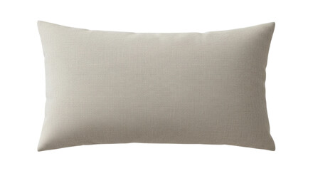 Rectangular beige throw pillow with textured fabric on black background