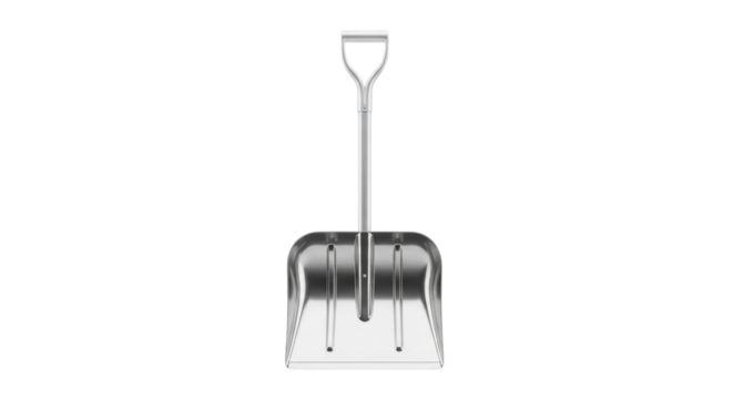 Metallic snow shovel with d-handle for efficient clearing