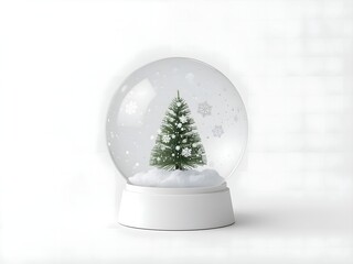 Snow globe tree winter scene sparkles softly