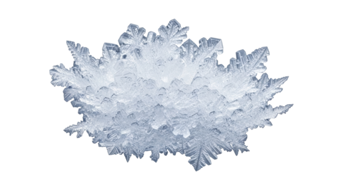 Close-up of intricate snowflake pattern with detailed ice crystal structure