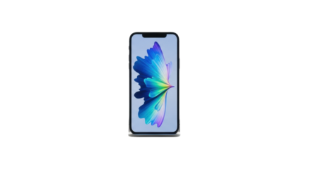 Smartphone displaying colorful butterfly design on screen