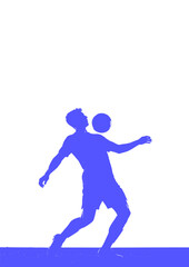 male football player doing a ball control with his chest