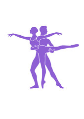 male and female ballet partners in graceful synchronized pose